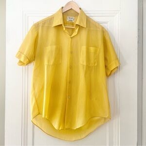 Vintage Style-Wise Men’s No-Iron Yellow Short Sleeve Button Down Shirt